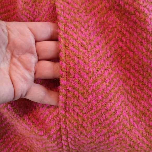 Boden Sienna Pink & Brown Herringbone Collerless Wool Blend Coat Snap Front US 2 - Picture 8 of 9